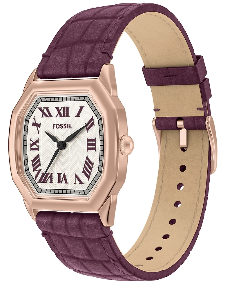 Fossil Women's Harlow Three-Hand Burgundy Croco Leather Watch, 27mm