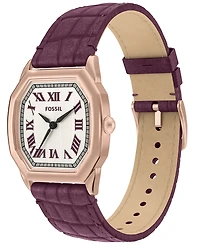 Fossil Women's Harlow Three-Hand Burgundy Croco Leather Watch, 27mm