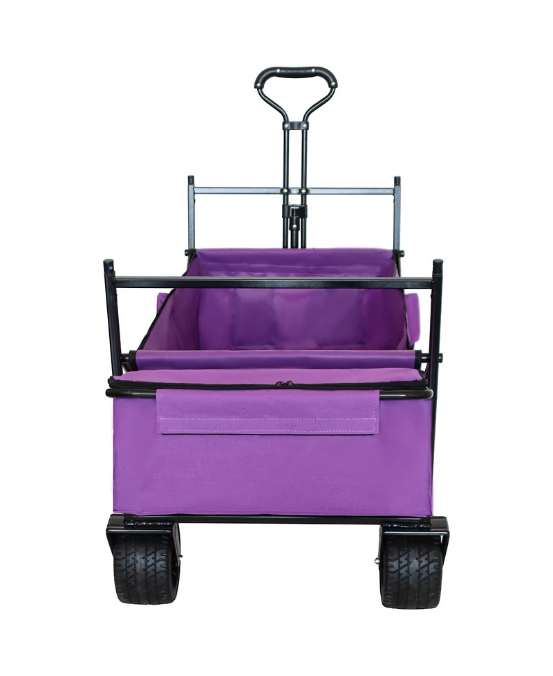 Streamdale Furniture Collapsible Wagon with Canopy All-Terrain Wheels Purple
