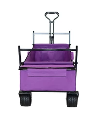Streamdale Furniture Collapsible Wagon with Canopy All-Terrain Wheels Purple