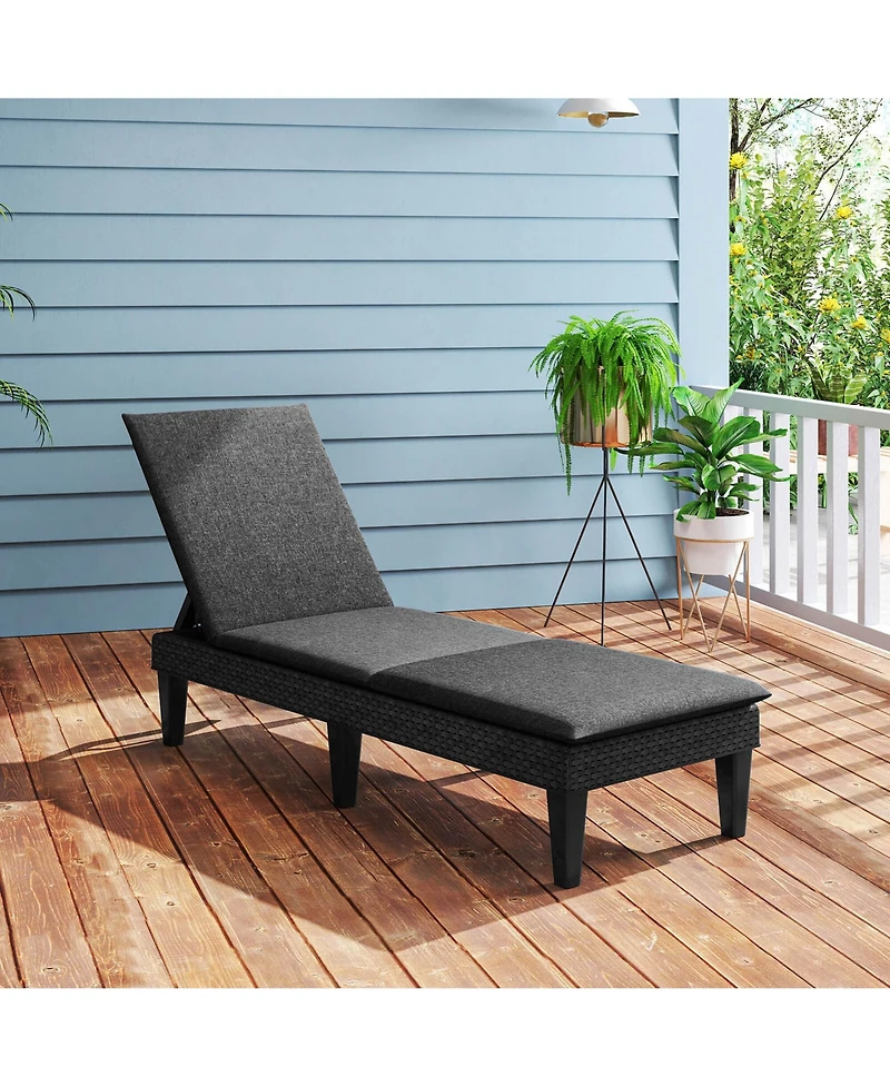 Patio Lounge Chair Recliner with 3-Position Adjustable Backrest & Cushion