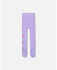 Deux par Girl Knit Tights Lavender with Hearts - Toddler|Child
