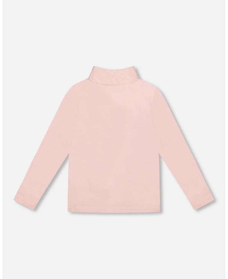 Deux par Girl Super Soft Ribbed Mock Neck Top Pink - Child