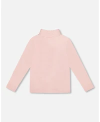Deux par Girl Super Soft Ribbed Mock Neck Top Pink - Child