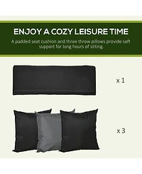 Flynama 3-Seat Patio Swing Chair, Porch Swing Glider with Cushion, 3 Throw Pillows & Adjustable Canopy for Porch, Garden, Poolside, Backyard, Black