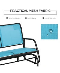 2-Person Outdoor Glider Bench, Patio Double Swing Rocking Chair Loveseat w/ Powder Coated Steel Frame for Backyard Garden Porch
