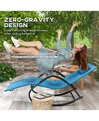 Flynama Rocking Chair, Zero Gravity Patio Chaise Sun Lounger, Outdoor Rocker, Uv Water Resistant, Pillow for Sunbathing, Lawn, Garden or Pool, Light B