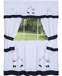 Kate Aurora Gourmet Pastry Chef Complete 5 Piece Cottage Kitchen Curtain Swag Valance & Tier Set - 58 in. W x 36 in. L