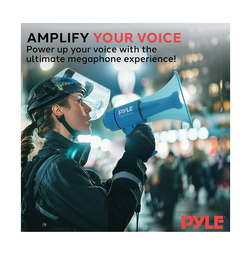 Pyle Waterproof Megaphone - Water Resistant Pa Bullhorn Speaker with Siren and Built-in Led Light