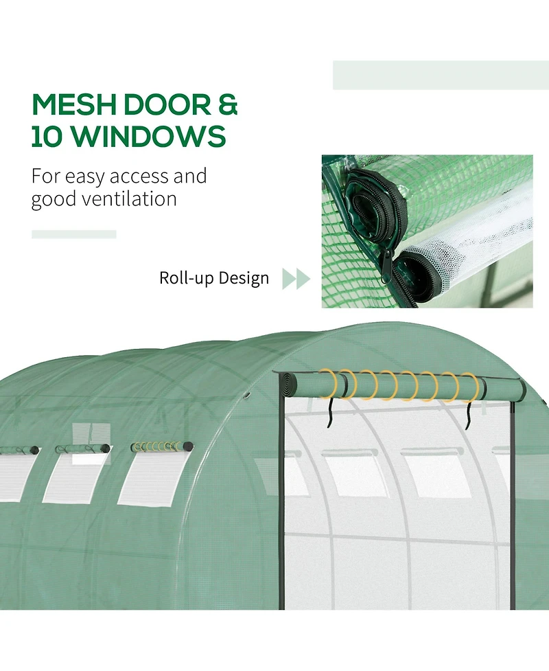 Outsunny Tunnel house with 2 Mesh Doors Hot House, , 13' x 10'