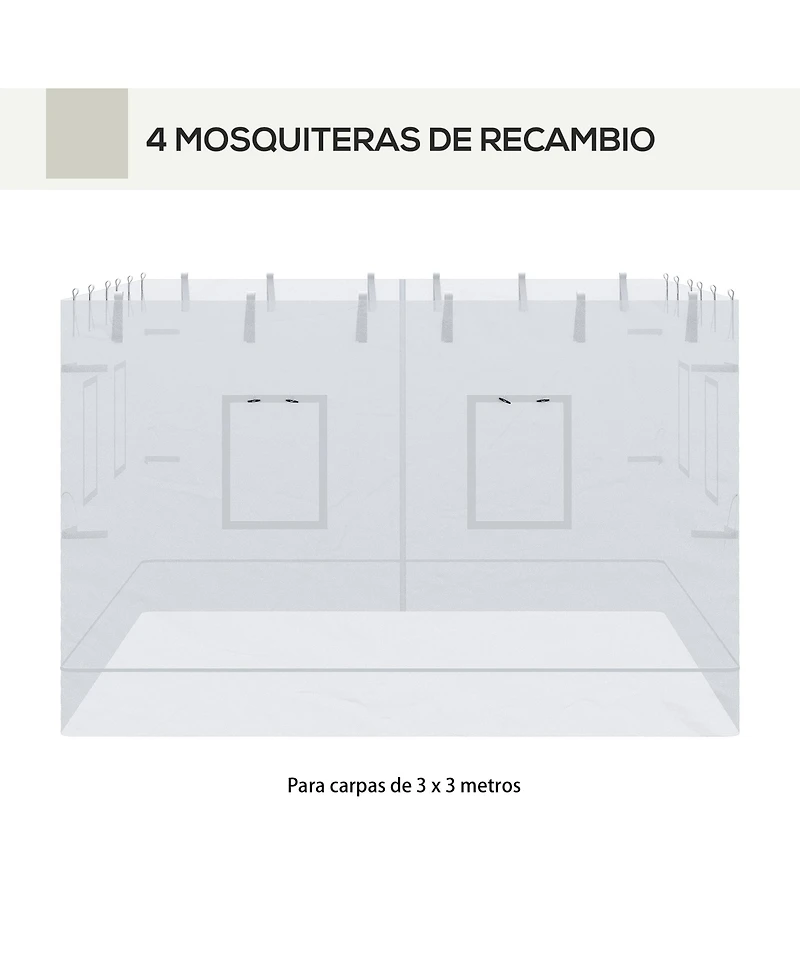 Outsunny Mesh Sidewalls for 10' x 10' Canopy Tent with 6 Windows,