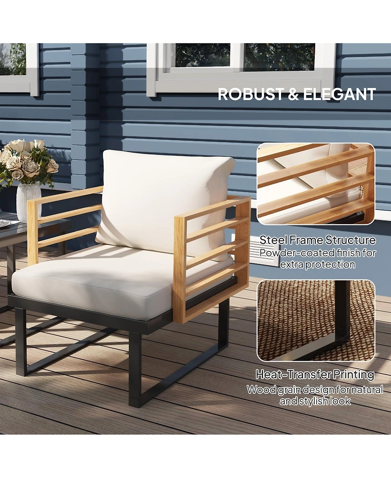 Outsunny Metal Outdoor Bistro Set, Small Patio Set with Cushions,