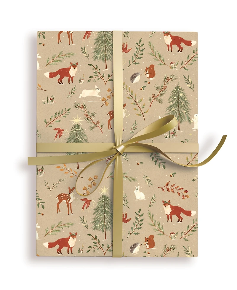 Punch Studio Woodland Christmas Holiday Gift Wrap, 30" x 120"