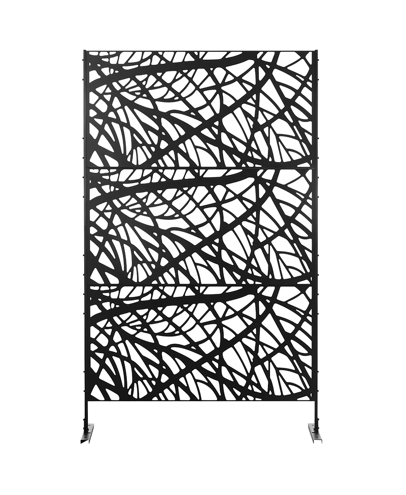 Outsunny Metal Privacy Screen W/ Sd 6.5FT Freesding Outdoor Divider