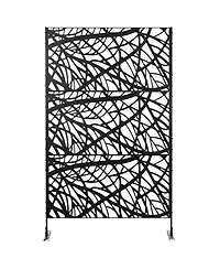 Outsunny Metal Privacy Screen W/ Sd 6.5FT Freesding Outdoor Divider