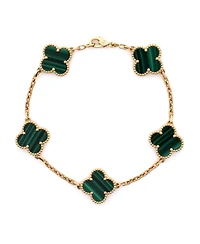 Pre-Owned Van Cleef & Arpels Vintage Alhambra 5 Motifs Bracelet 18K Gold and Malachite