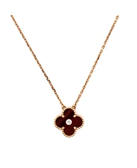 Pre-Owned Van Cleef & Arpels Vintage Alhambra Pendant Necklace 18K Rose Gold and Tiger Eye with Diamond
