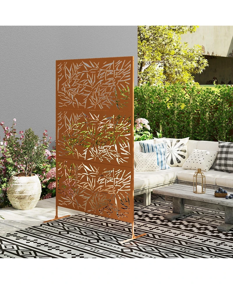 Outsunny Metal Outdoor Privacy Screen Outdoor Divider Trellis Bamboo