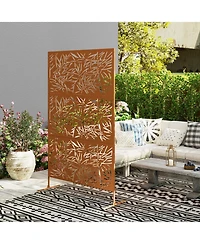 Outsunny Metal Outdoor Privacy Screen Outdoor Divider Trellis Bamboo