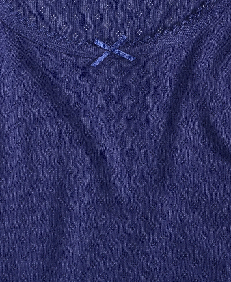 Charter Club Women's Long Sleeve Pointelle Tee