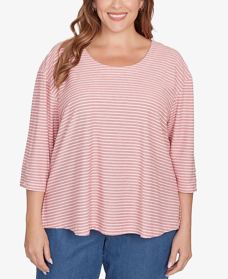 Ruby Rd. Plus Scalloped Texture Stripe Top