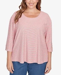 Ruby Rd. Plus Scalloped Texture Stripe Top