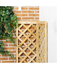 Outsunny Raised Garden Bed, Wooden Planter with Trellis for Vine Climbing