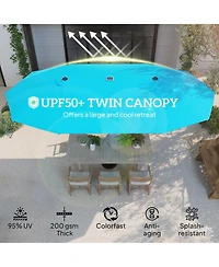 Outsunny 15ft Patio Umbrella Solar Lights UPF50+ Outdoor