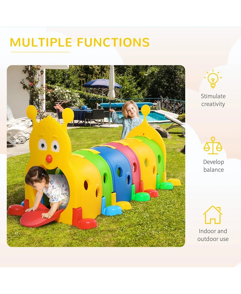 Qaba Toddler Caterpillar Tunnel Climb-n-Crawl Play, 106.75" x 39.75" x 41.25"