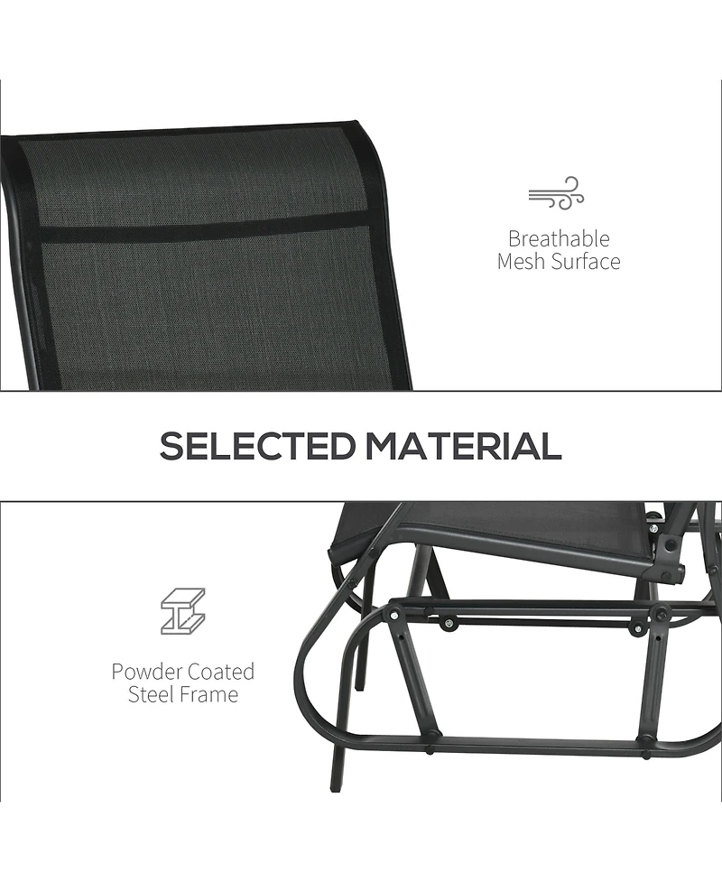 Outsunny 4pc Patio Glider Set, 2 Chairs, 1 Loveseat Bench, 1 Table
