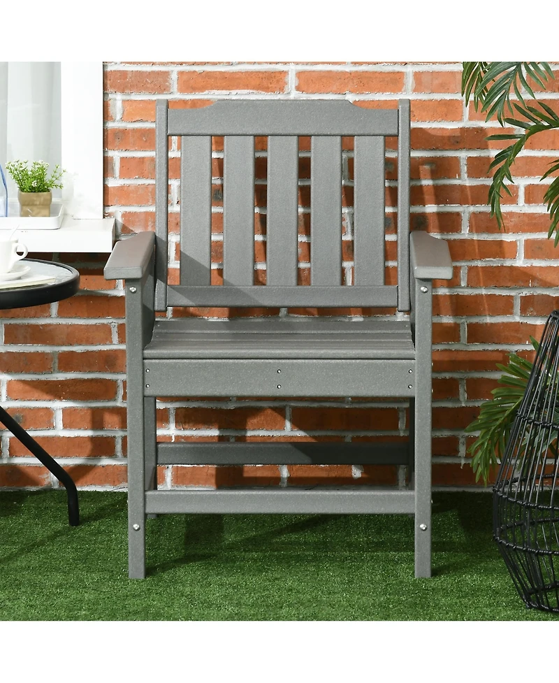 Outsunny 2 Piece Patio Chair with Armrests, Slatted Back Armchair,