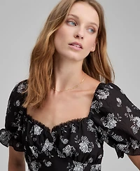 And Now This Petite Lace Trim Babydoll Dress