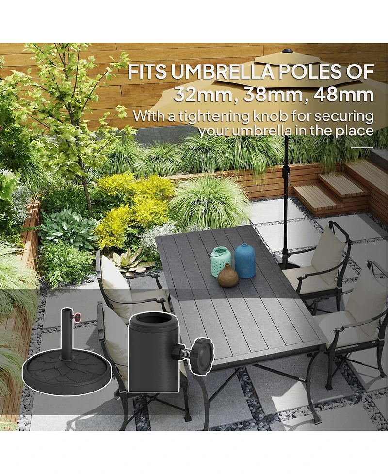 Outsunny Round Patio Umbrella Base, 26 lbs Resin Umbrella Sd,