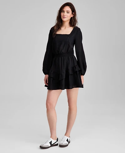 And Now This Women's Embroidered Blouson-Sleeve Fit & Flare Dress, Macy's Exclusive