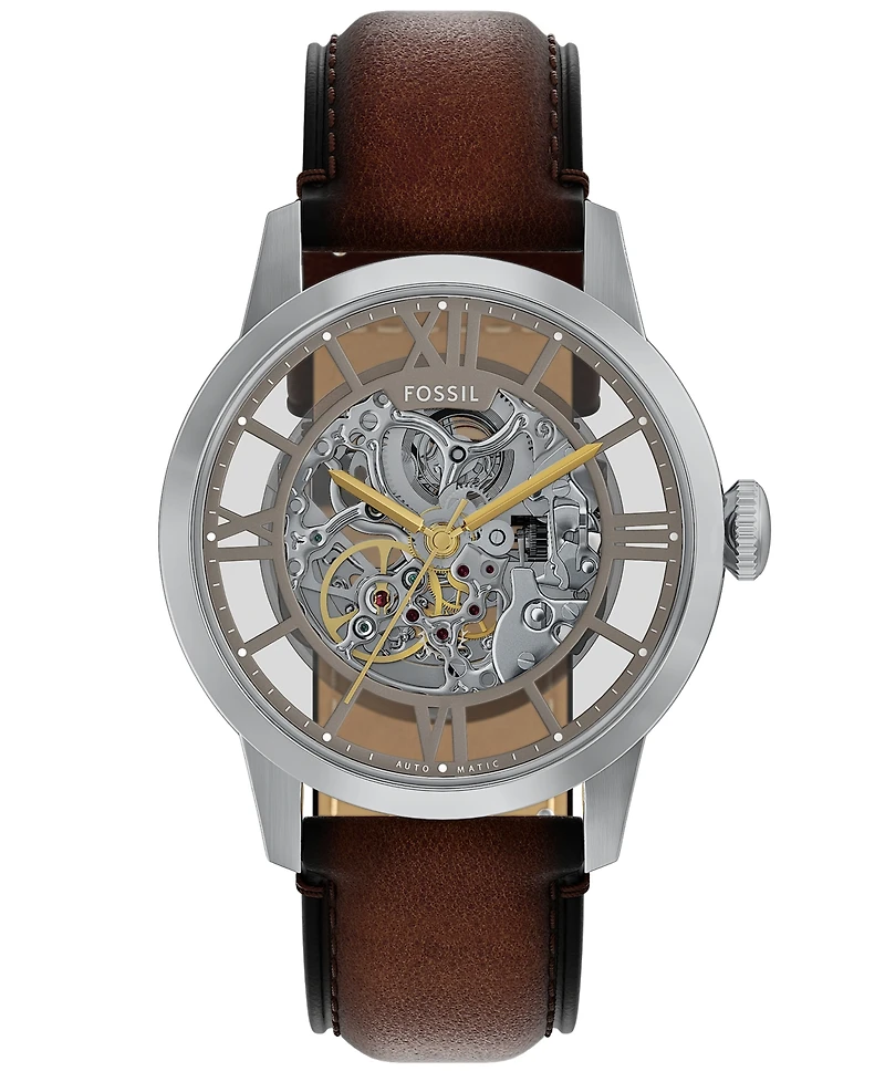 Fossil Men's Townsman Automatic Brown Leather Watch, 44mm