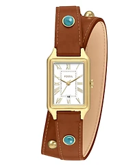 Fossil Women's Raquel Three-Hand Date Brown Croco Leather Watch, 23mm