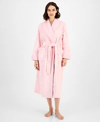 Charter Club Women's Long Plush Fleece-Trim Robe, Created for Macy's