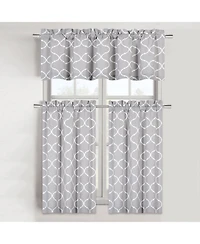 Kate Aurora Shabby Lattice Cotton Blend Kitchen Curtain Tier & Valance Set - 56 in. W x 36 L, Yellow