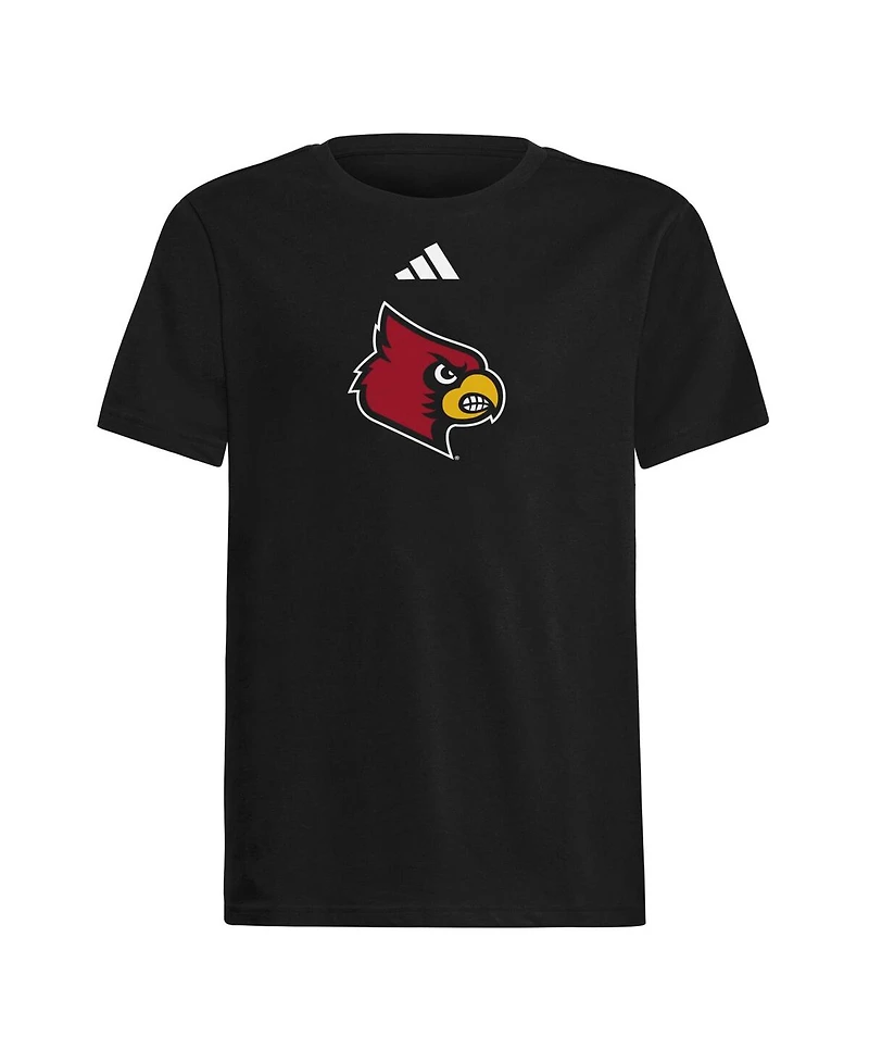Adidas Big Boys and Girls Black Louisville Cardinals 2023 Sideline Locker Room Logo Fresh T-Shirt