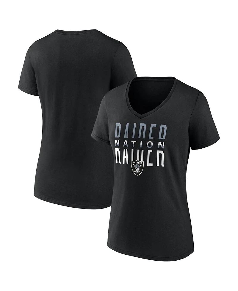 Fanatics Women's Black Las Vegas Raiders Back Home Again V-Neck T-Shirt
