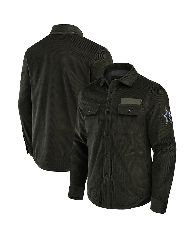 Fanatics Men's Olive Dallas Cowboys Corduroy Button-Up Shacket