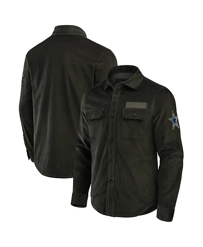 Fanatics Men's Olive Dallas Cowboys Corduroy Button-Up Shacket