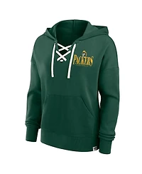 Fanatics Women's Green Green Bay Packers Blitz Left Lace-Up Pullover Hoodie