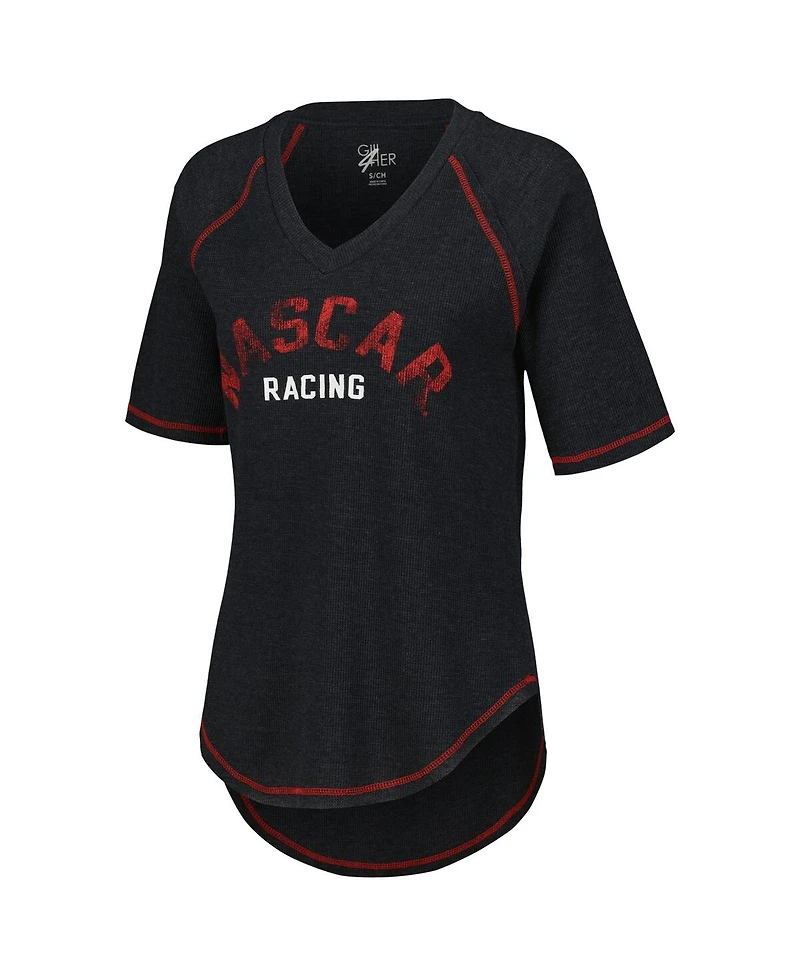 G-iii 4Her by Carl Banks Women's Black Nascar Ball Chase Tri-Blend Thermal Raglan Top