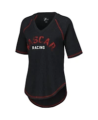 G-iii 4Her by Carl Banks Women's Black Nascar Ball Chase Tri-Blend Thermal Raglan Top