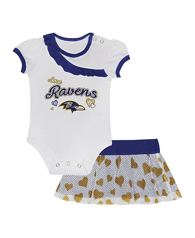 Outerstuff Baby Boys and Girls 2-Piece Baltimore Ravens Love My Team Bodysuit and Skirt Set