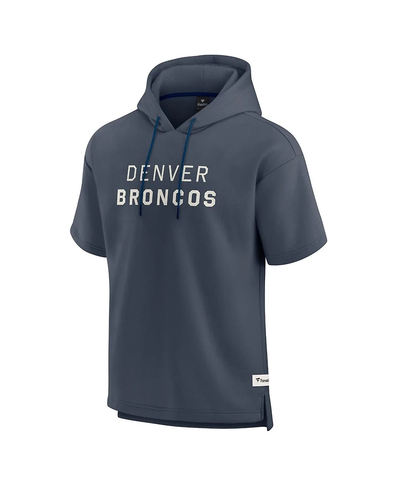 Fanatics Men's Navy Denver Broncos Elements Future Ground Lettering Short Sleeve Pullover Hoodie