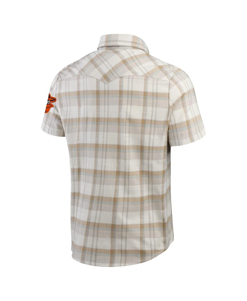 Darius Rucker Collection by Fanatics Men's Gray Baltimore Orioles Plaid Full-Snap Shirt