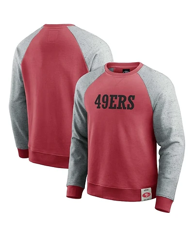 Fanatics Men's Scarlet/Heather Gray San Francisco 49ers Color Block Pullover Sweatshirt