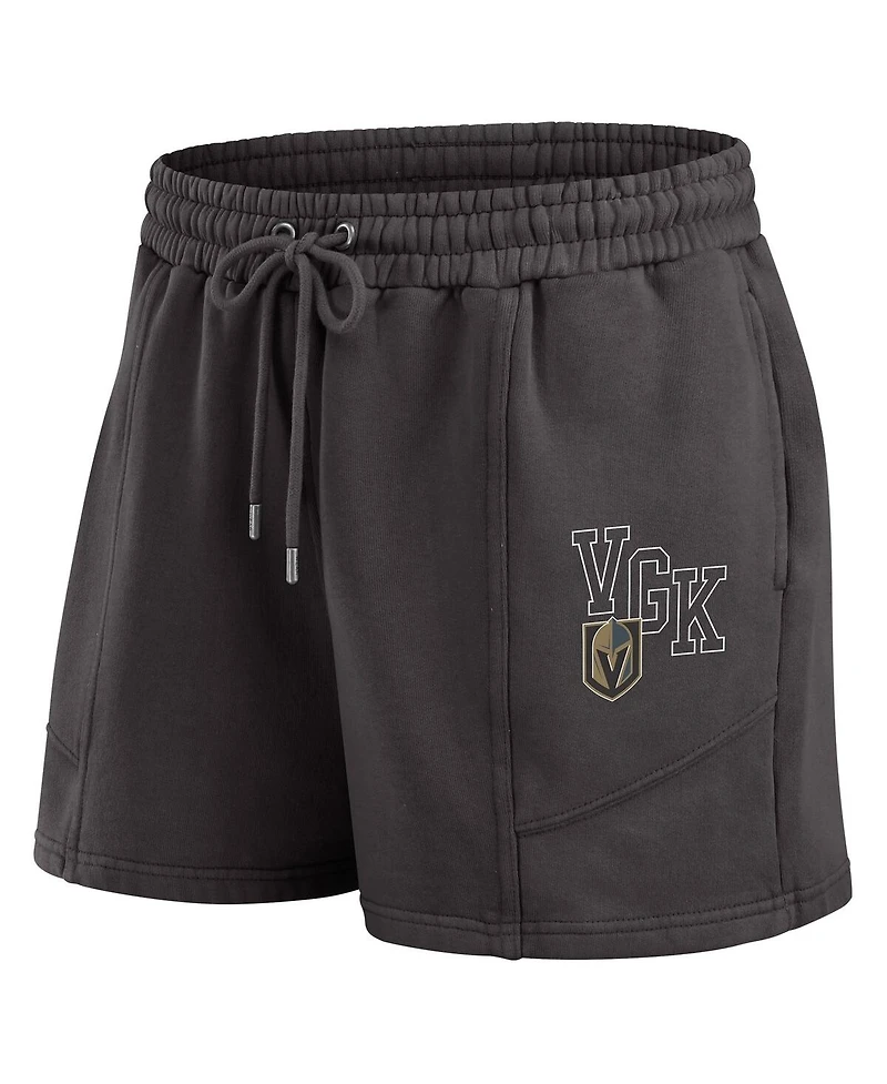 Wear by Erin Andrews Women's 2-Piece Black Vegas Golden Knights Washed Fleece Sweatshirt and Shorts Lounge Set
